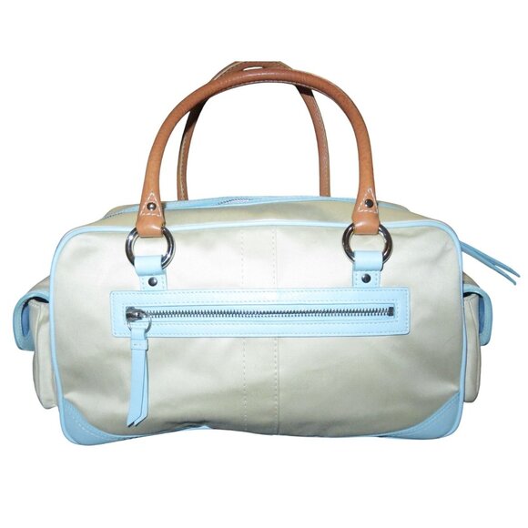 Coach 2007 Hampton Sateen Leather satchel 4 turnlock pockets Daisy Flower Charm - Picture 2 of 13